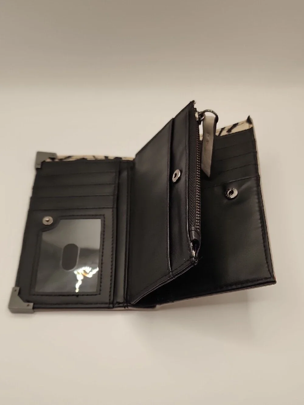 Jessica Simpson Taupe Wallet with Gunmetal Corners